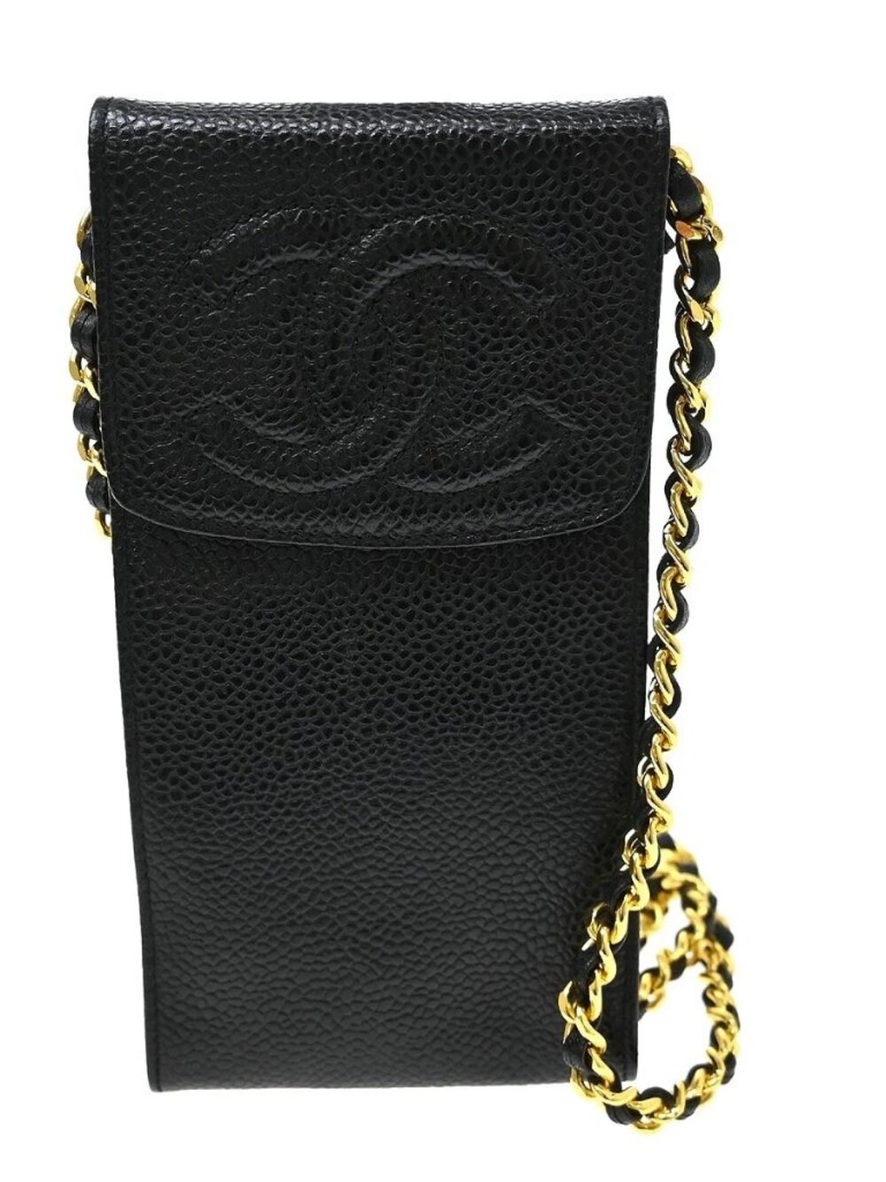 Chanel Black Calfskin Chain Shoulder Bag Pochette Phone Case RQ04855 brand_jfa